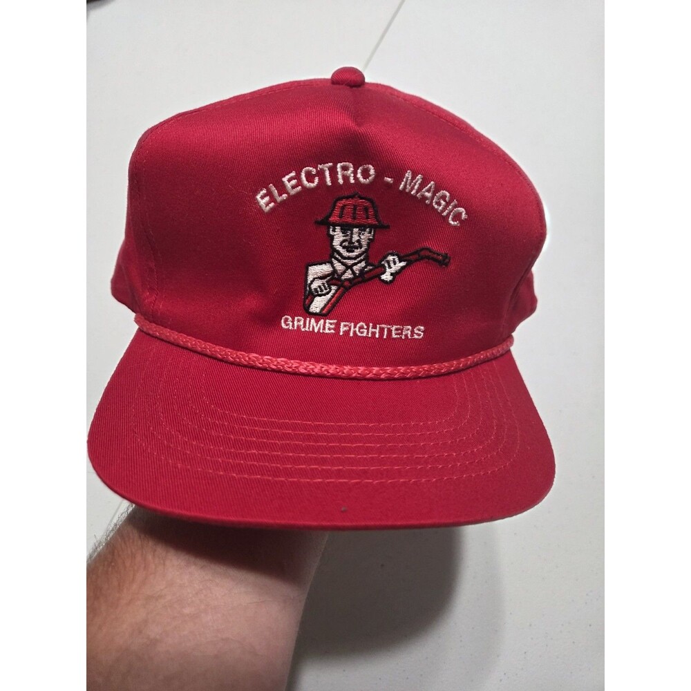 Vintage Electro-Magic Grime Fighters Hat Snapback Cap Red Young An Pressure Wash